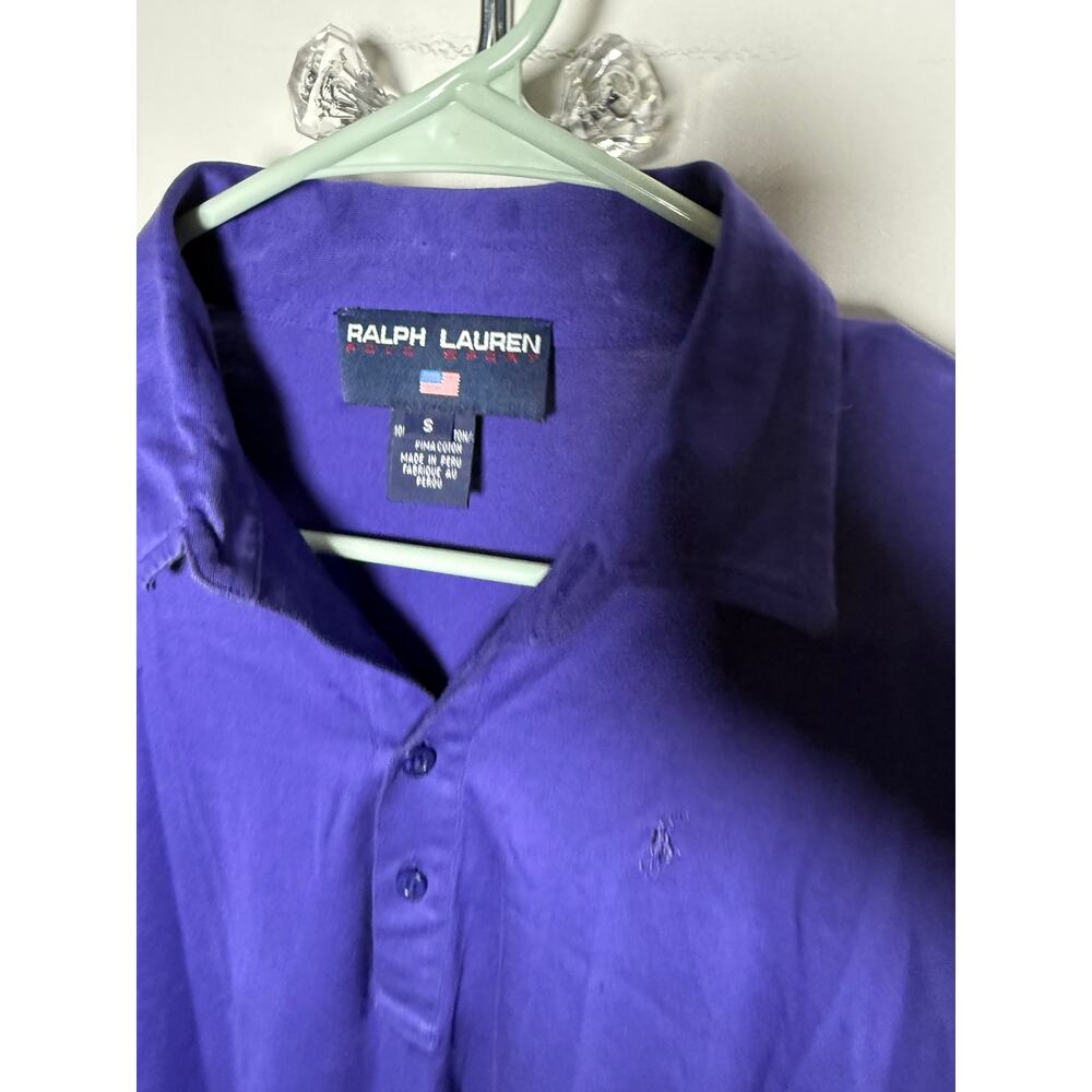 Vintage Y2K Ralph Lauren Polo Sport Purple Cotton Long Sleeve Polo Shirt Small - Picture 4 of 7